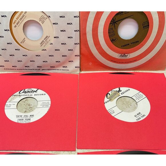 Faron Young 45 Record Lot of 6 Country Great Chicago Fire Snowball Hello Walls - Picture 3 of 7